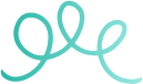 A teal, cursive-style swirl forming the lowercase letters "gle" on a transparent background.