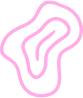 Abstract pink line drawing featuring four irregular, concentric, wavy shapes on a white background.