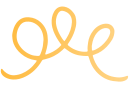 A single thick yellow line forms a loose, looping, and curly pattern on a white background.