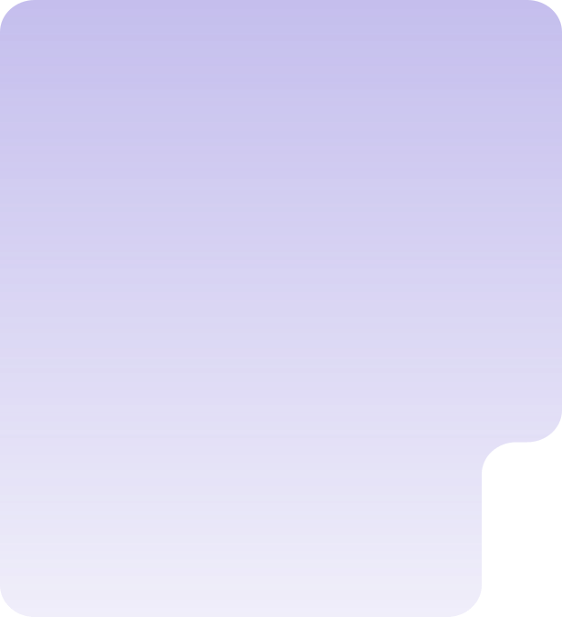 A purple rounded rectangular shape with a small rectangular notch on the bottom right side, set against a plain background.